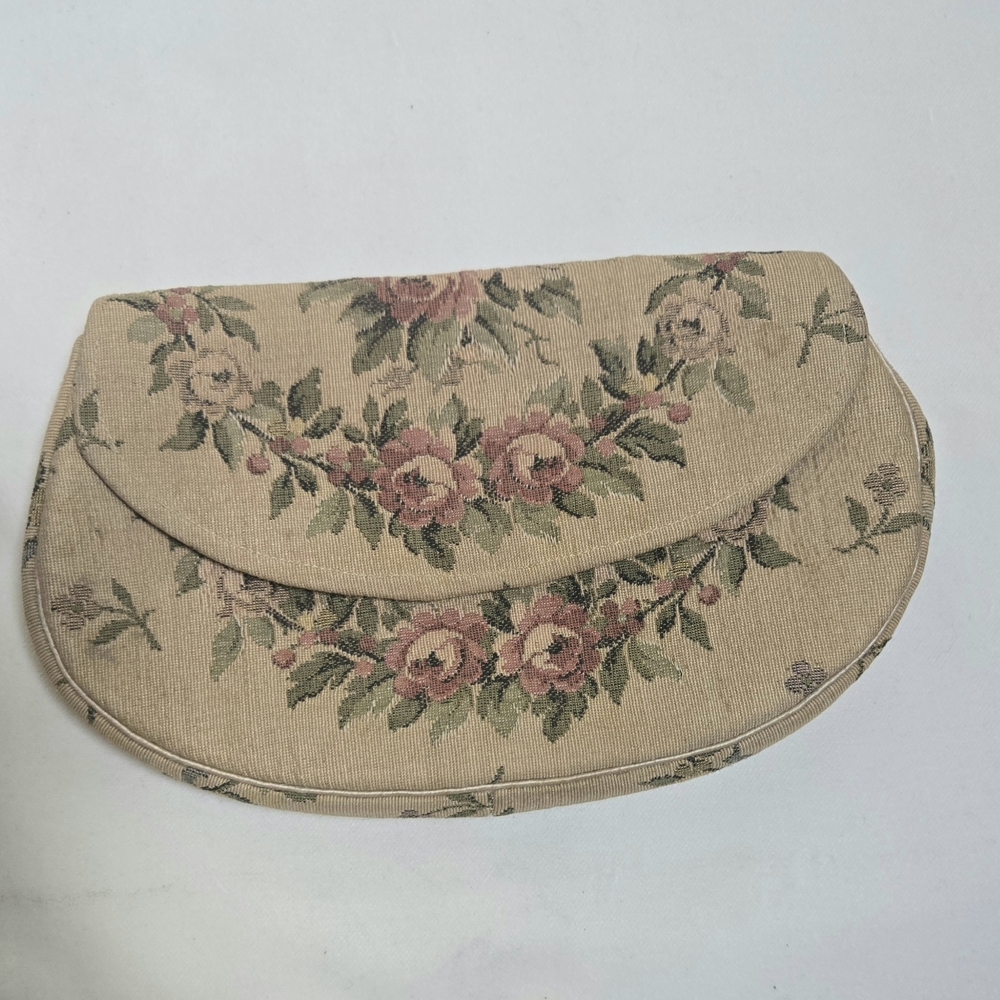 Vintage Floral Beige Clutch Bag